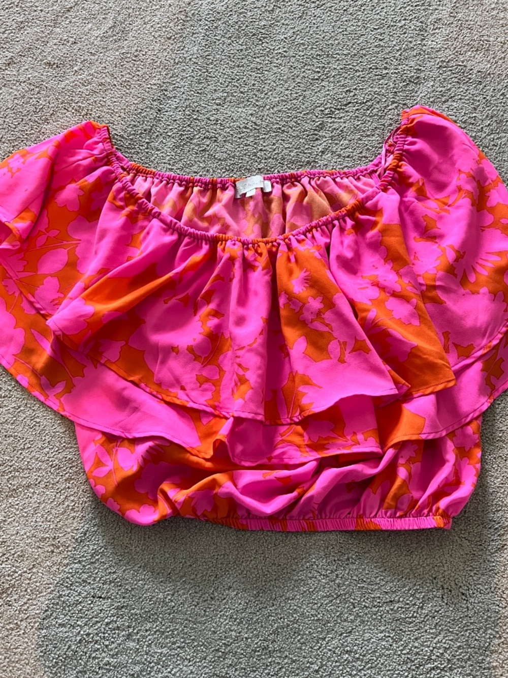 Bright Pink & Orange Off-Shoulder Ruffle Top 🌸✨ - Picture 3 of 5